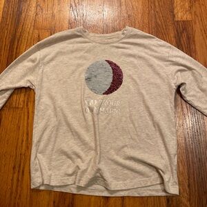 Wonder Nation Gray Long Sleeve Tee with Sequin Moon